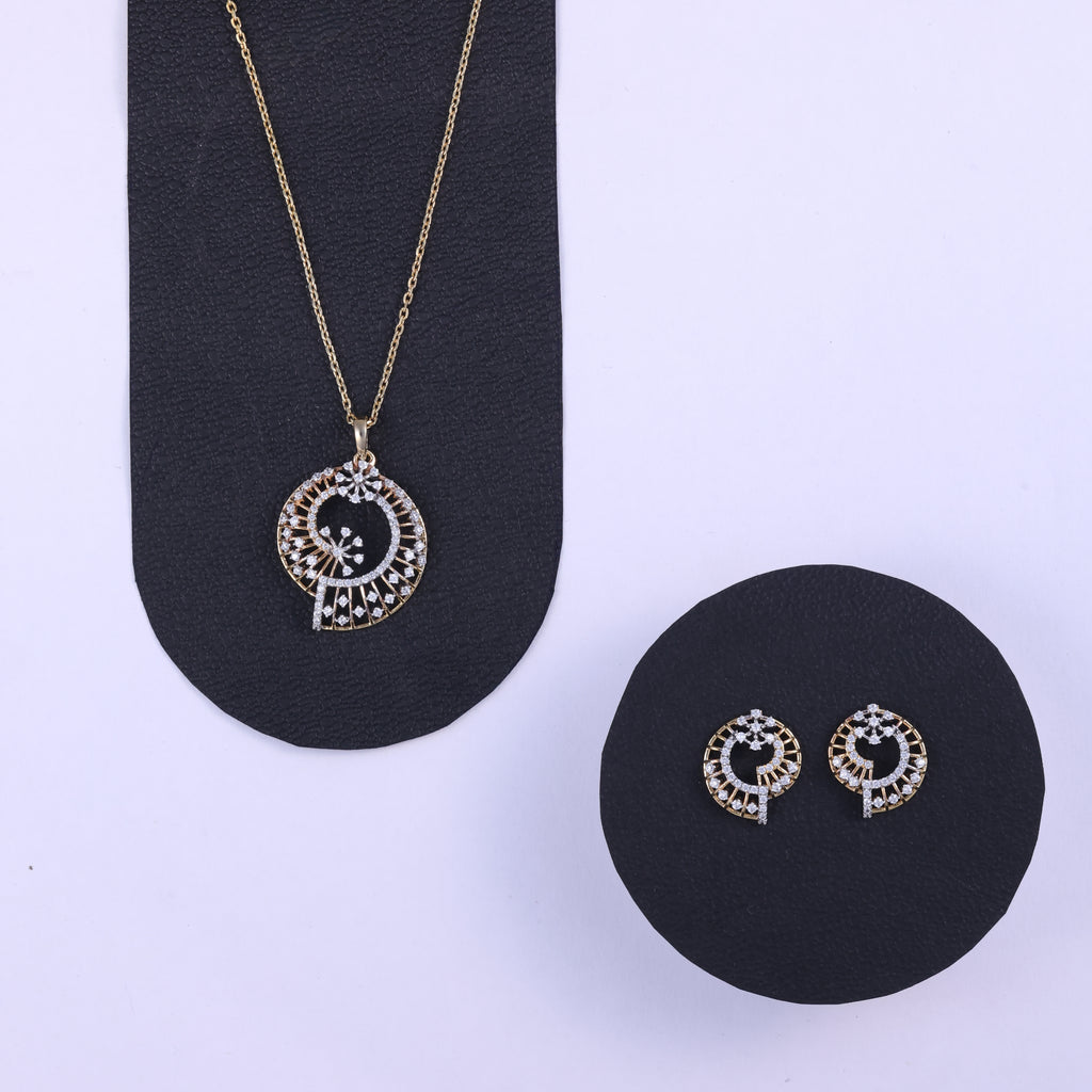 Elegant Circular Floral Pendant Set