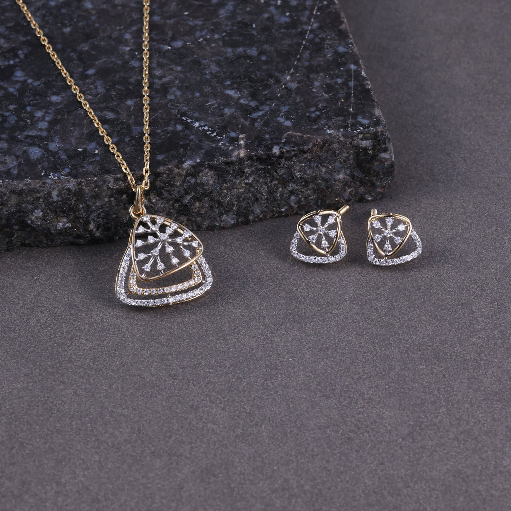 Elegant Triangular CZ Pendant Set