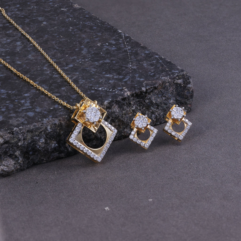 Elegant Square CZ Pendant Set