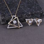 Elegant Geometric Triangle Pendant Set