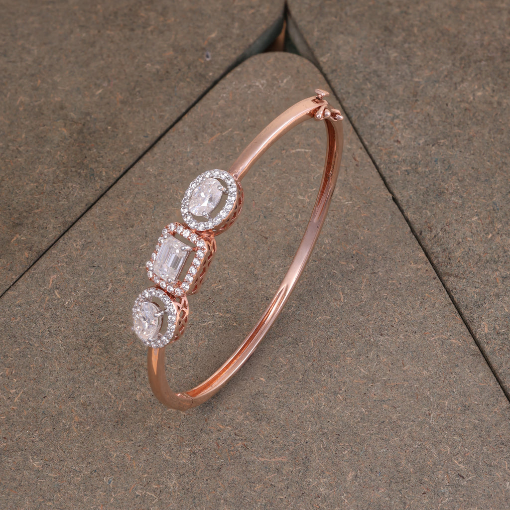 Rose Gold Triple-Stone Crystal Kada