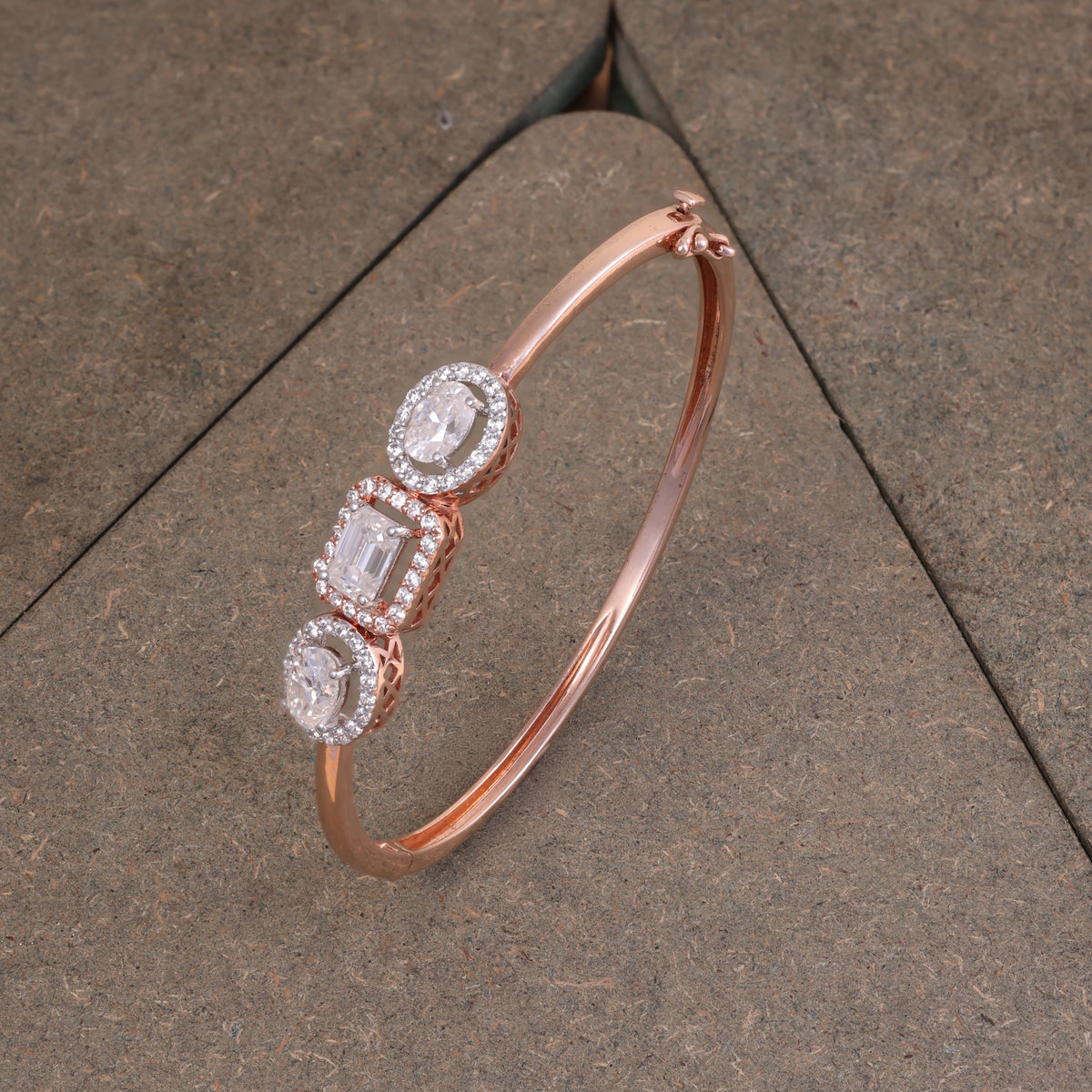 Rose Gold Triple-Stone Crystal Kada