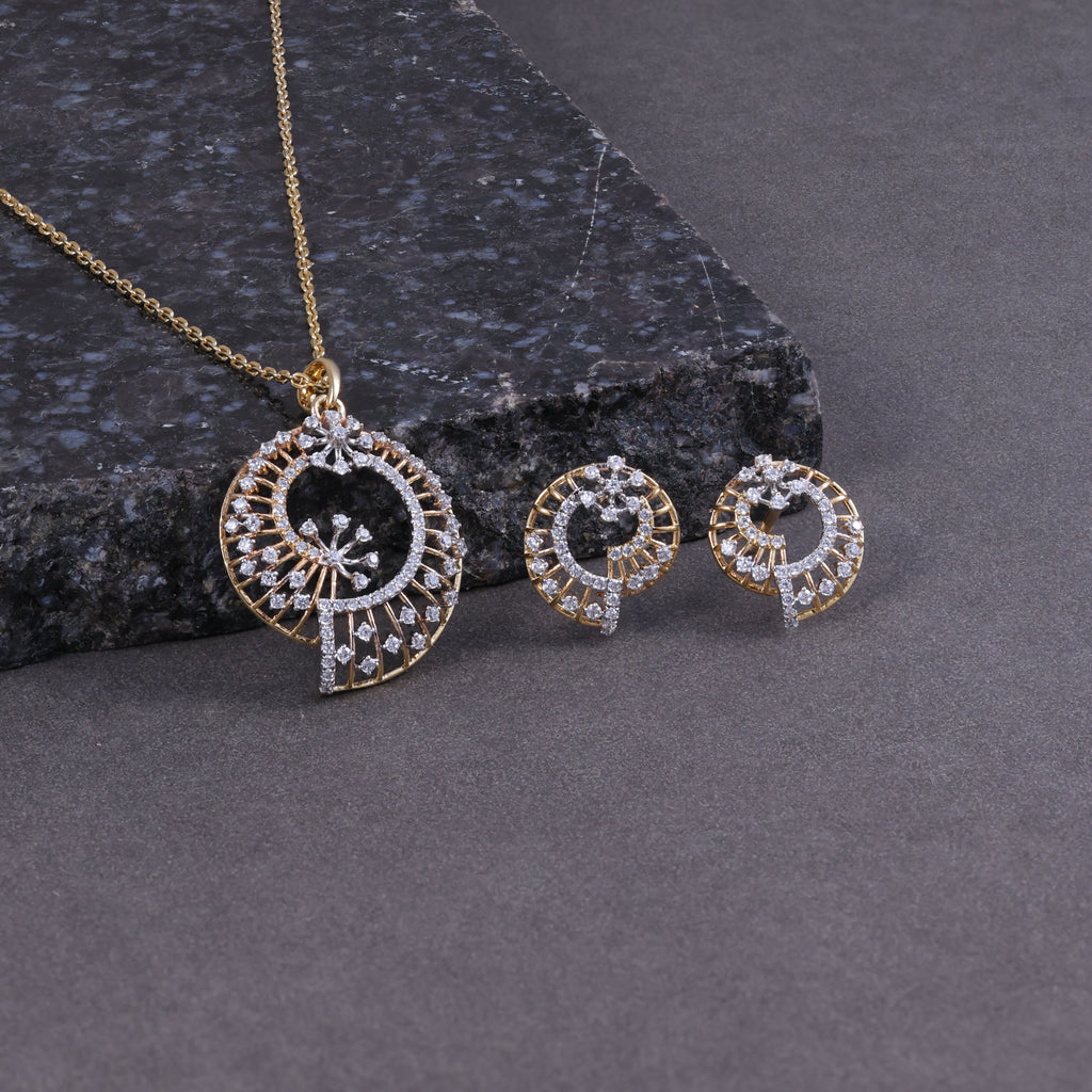 Elegant Circular Floral Pendant Set