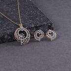 Elegant Circular Floral Pendant Set