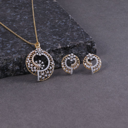 Elegant Circular Floral Pendant Set