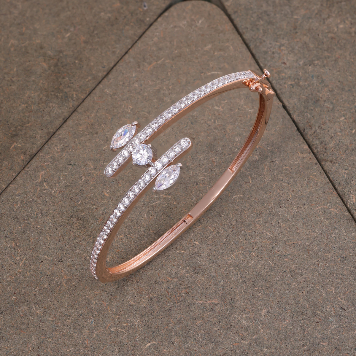 Rose Gold Crystal Wave Kada