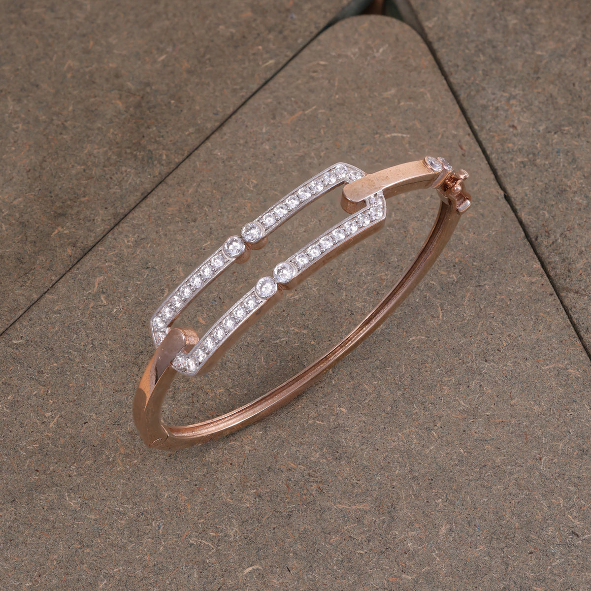 Rose Gold Double-Line Crystal Kada
