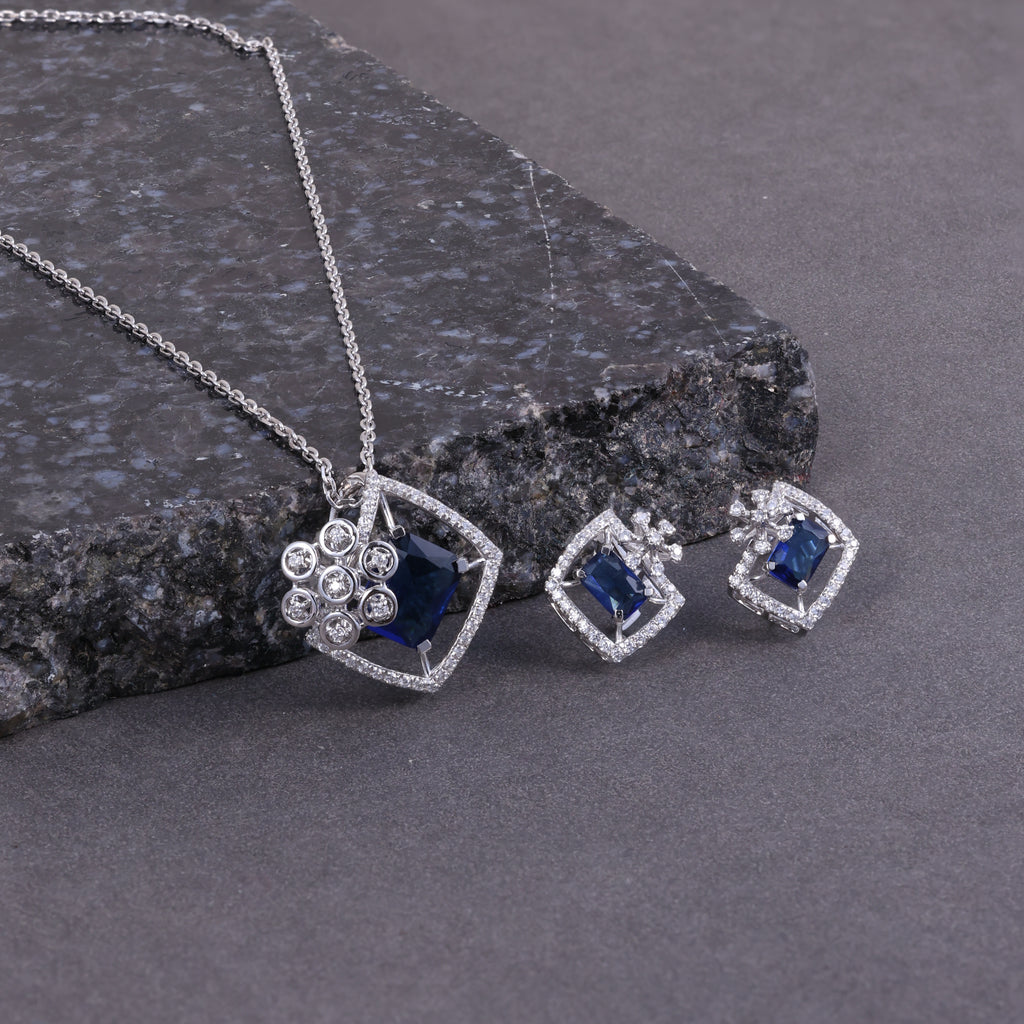Royal Blue Crystal Pendant Set