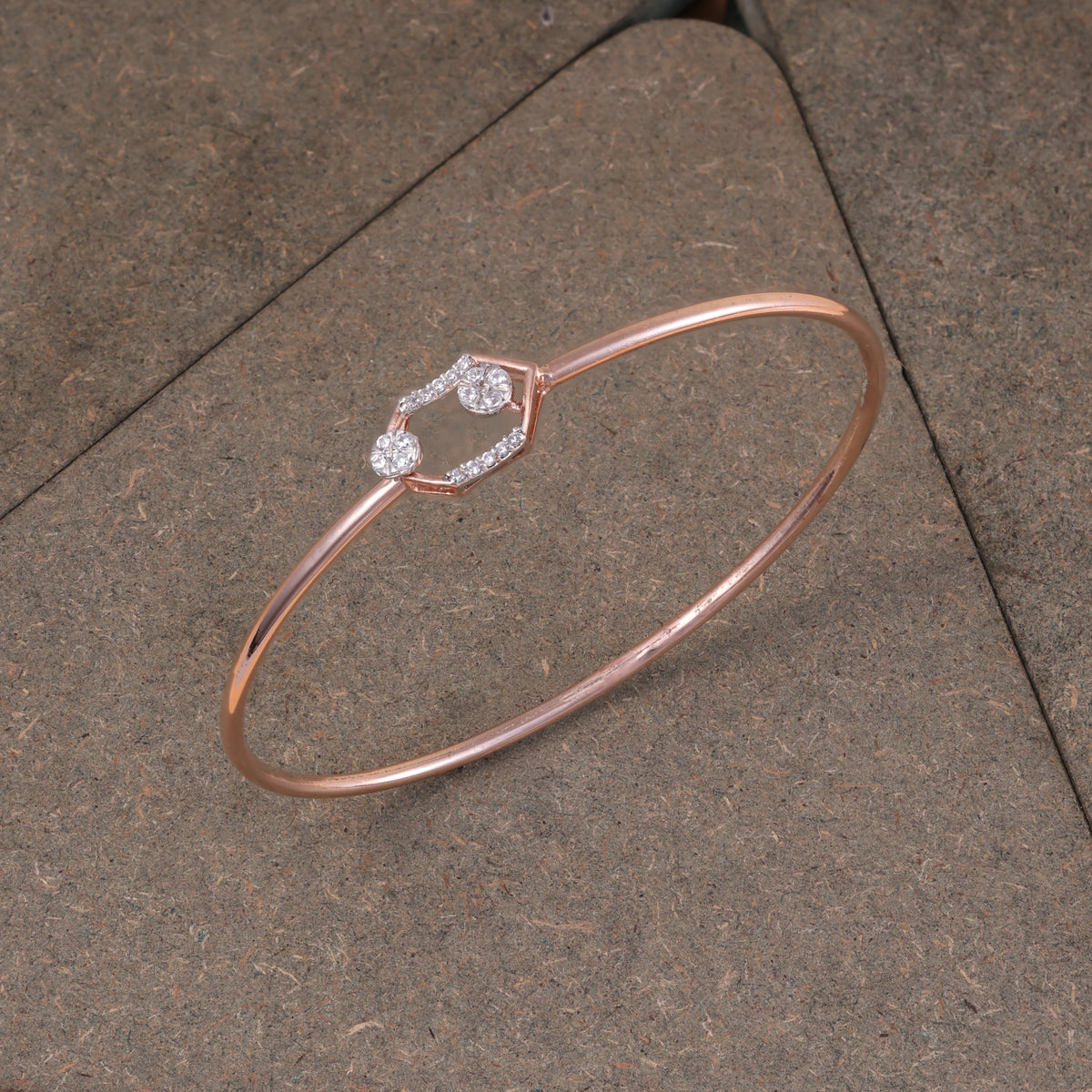 Rose Gold Hexagon Crystal Kada