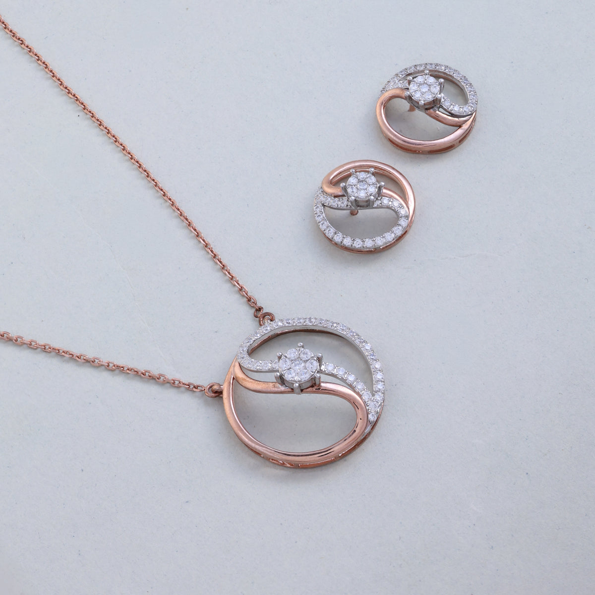 Rose Gold Infinity Loop Pendant Set