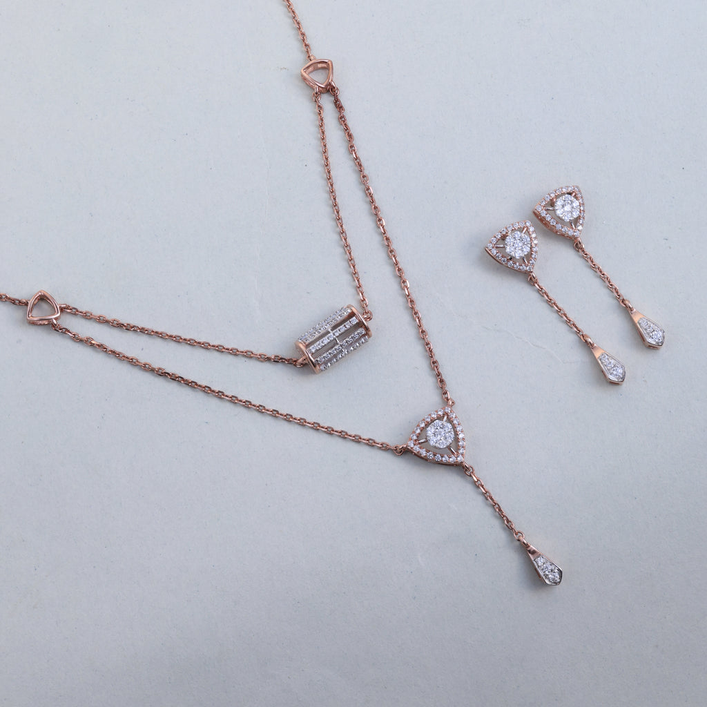 Rose Gold Triangular Elegance Pendant Set