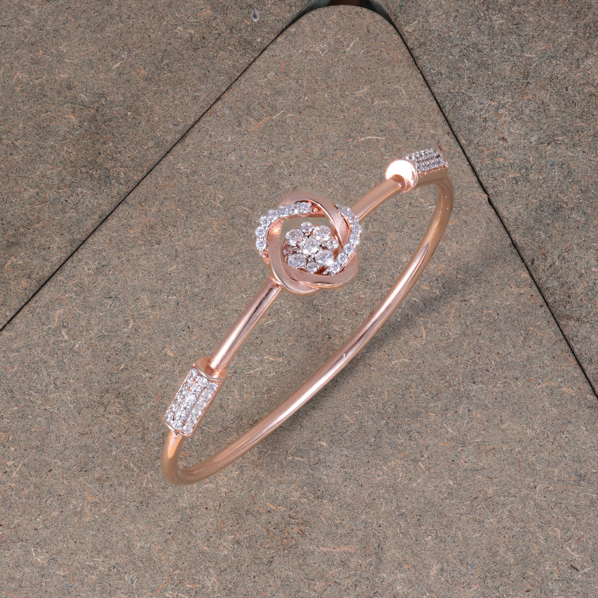Rose Gold Floral Crystal Kada