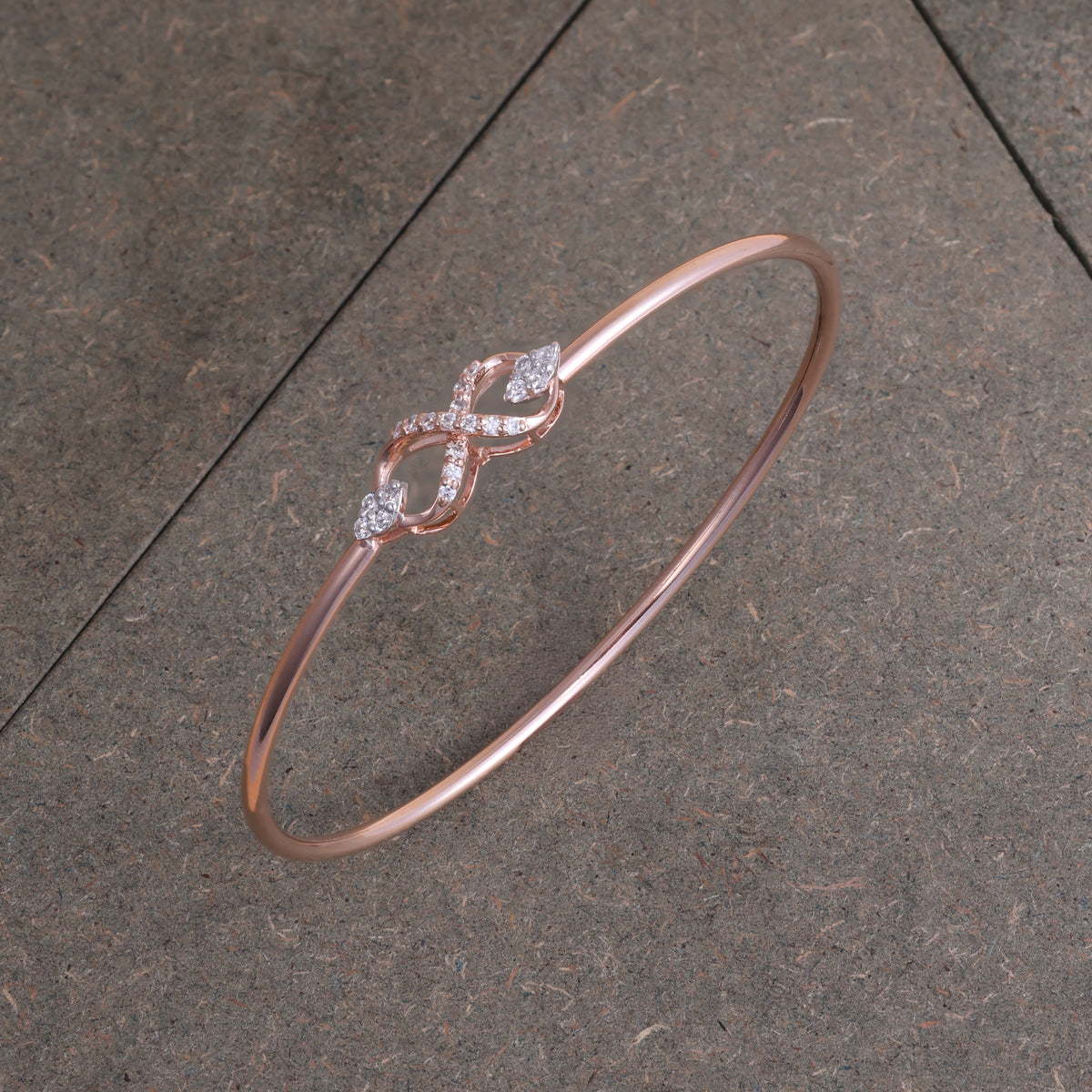 Rose Gold Infinity Knot Crystal Kada
