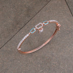 Rose Gold Turquoise Link Crystal Kada