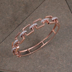 Rose Gold Geometric Link Crystal Kada