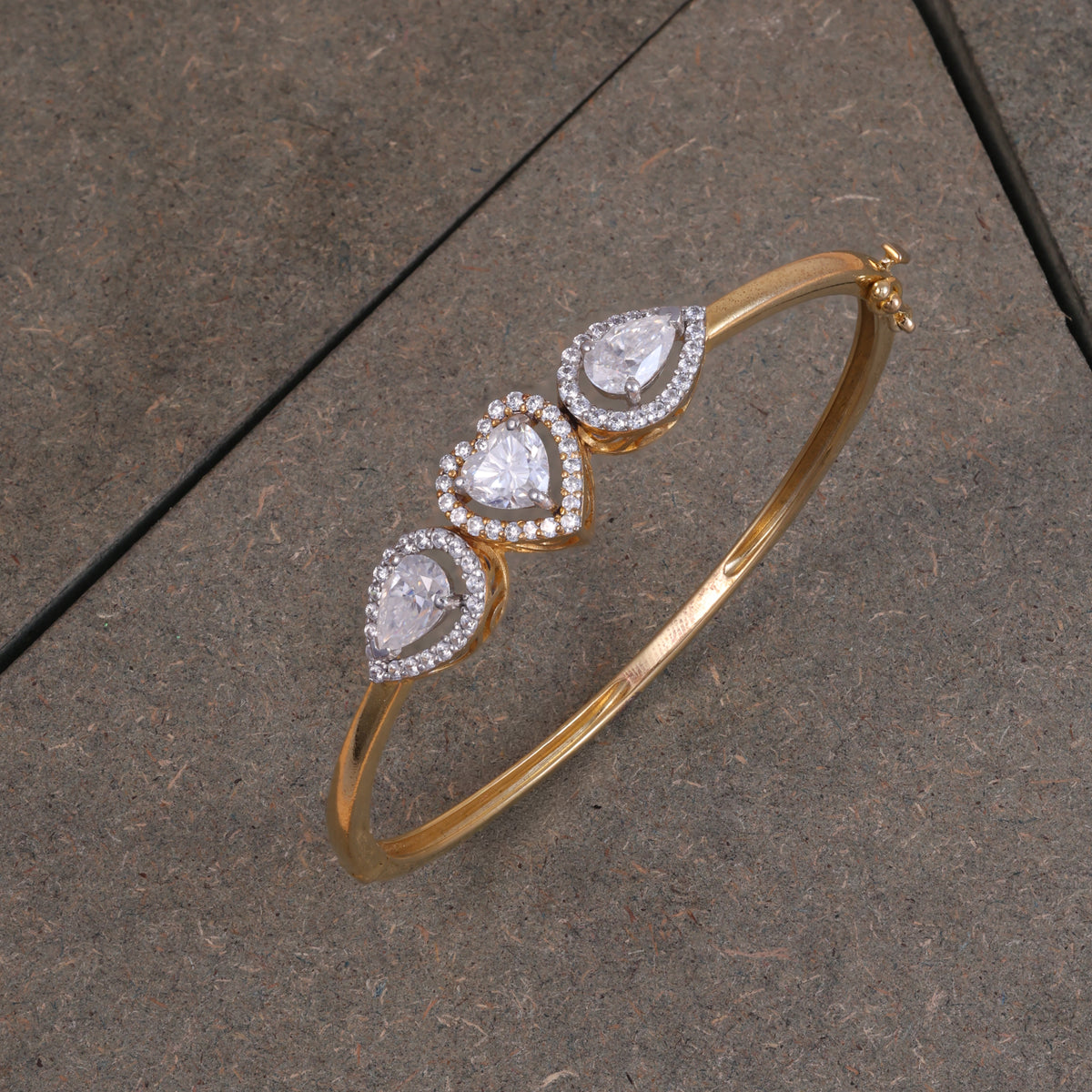Gold Triple Teardrop Crystal Kada