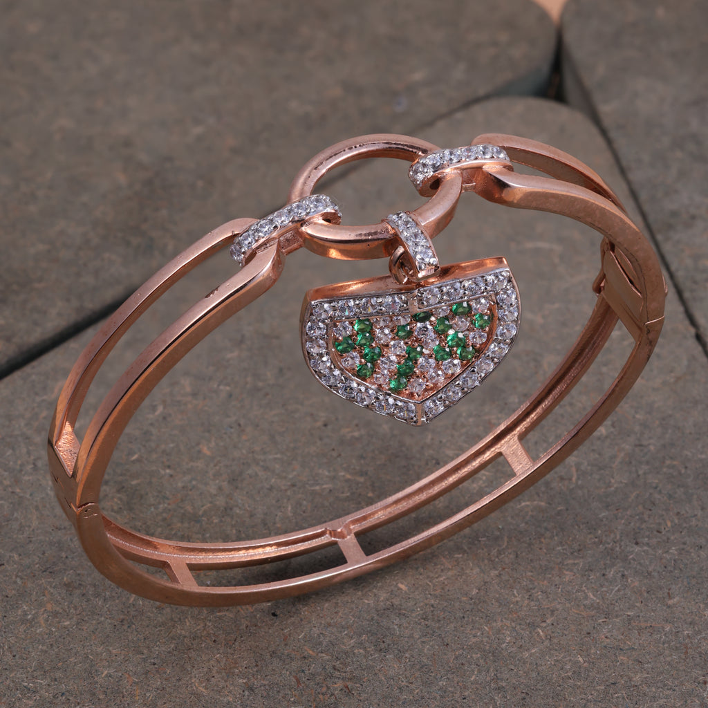 Rose Gold Emerald Charm Link Kada