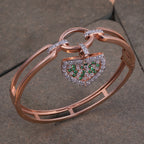 Rose Gold Emerald Charm Link Kada