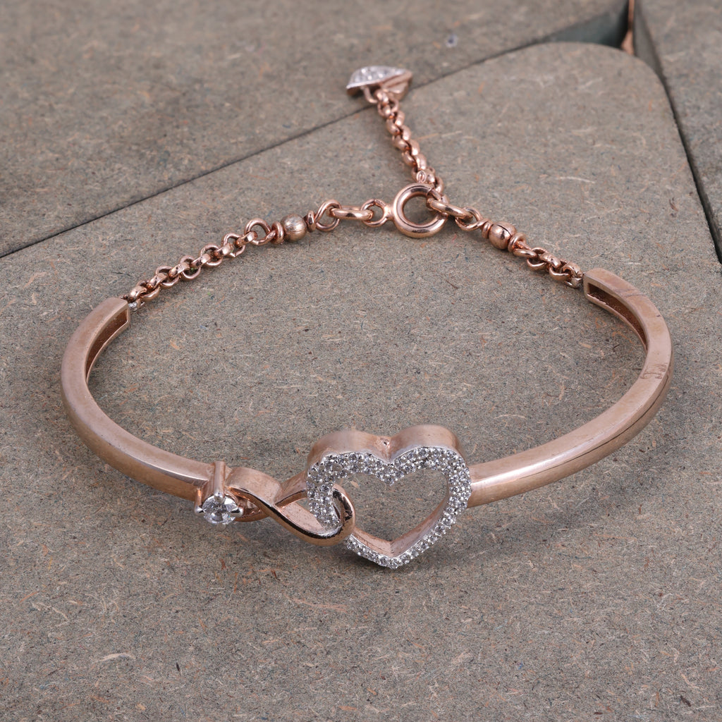 Rose Gold Infinity Heart Crystal Kada