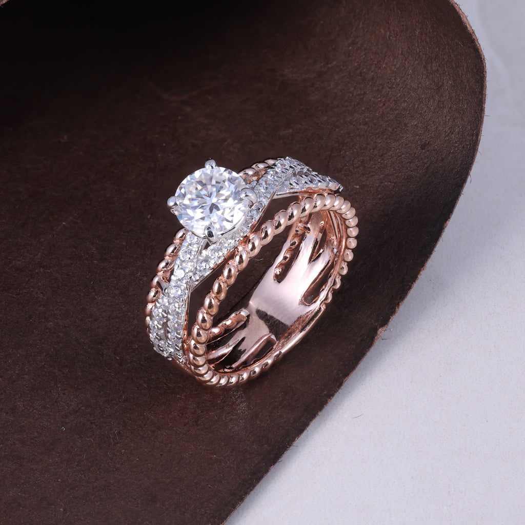 Rose Gold Luxe Solitaire Crystal Ring