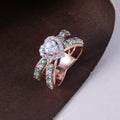 Rose Gold Emerald Heart Crystal Ring