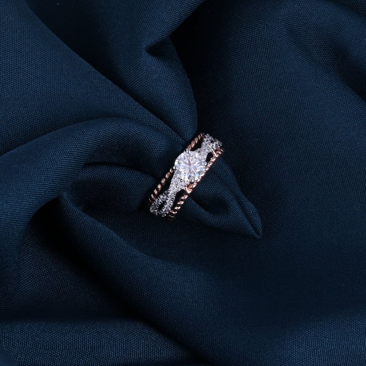 Rose Gold Luxe Solitaire Crystal Ring
