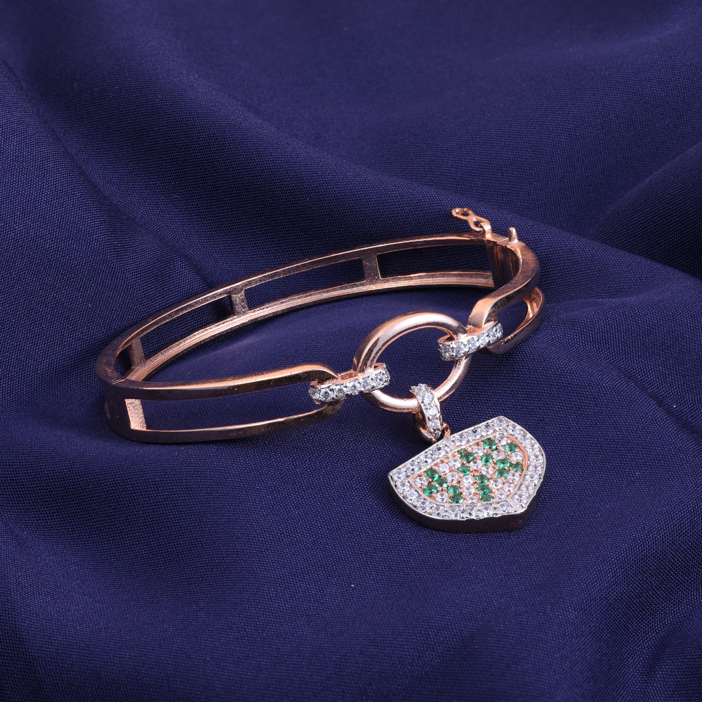 Rose Gold Emerald Charm Link Kada