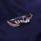 Rose Gold Blue Sapphire Floral Kada