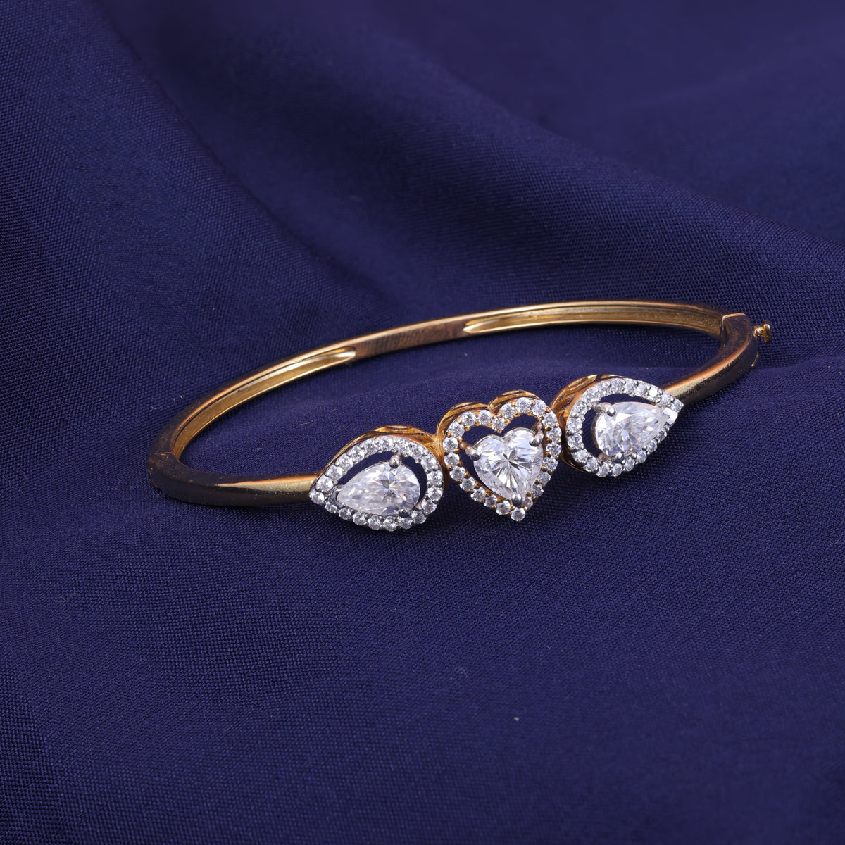 Gold Triple Teardrop Crystal Kada