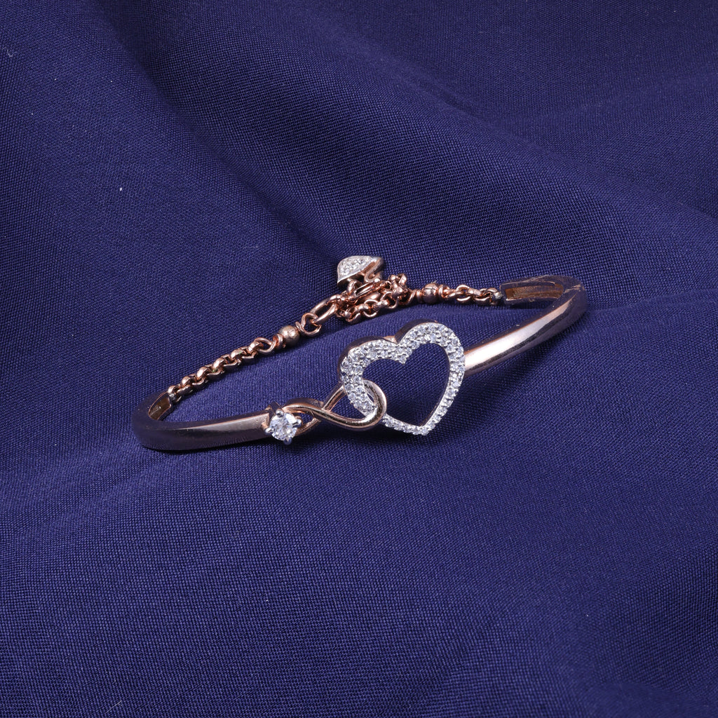 Rose Gold Infinity Heart Crystal Kada