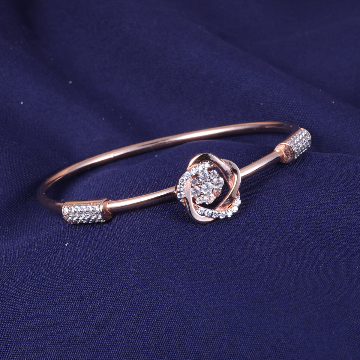 Rose Gold Floral Crystal Kada