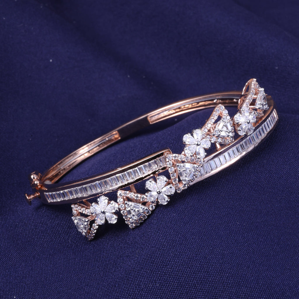 Rose Gold Floral Bow Crystal Kada