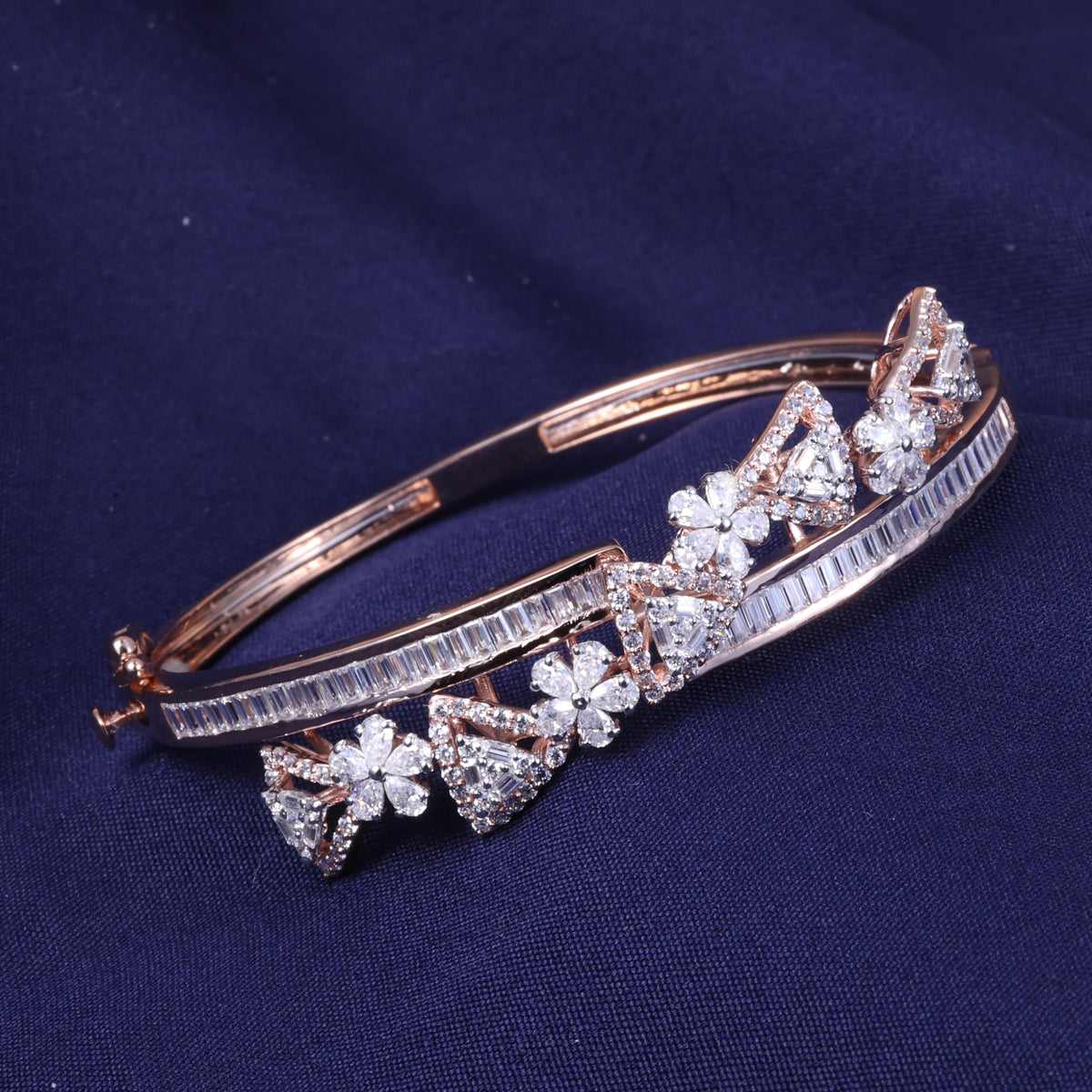 Rose Gold Floral Bow Crystal Kada