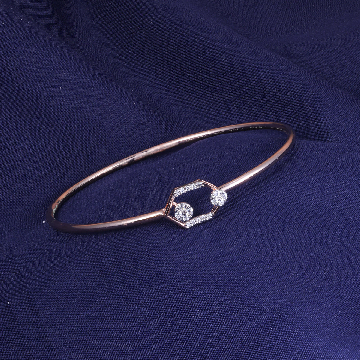 Rose Gold Hexagon Crystal Kada