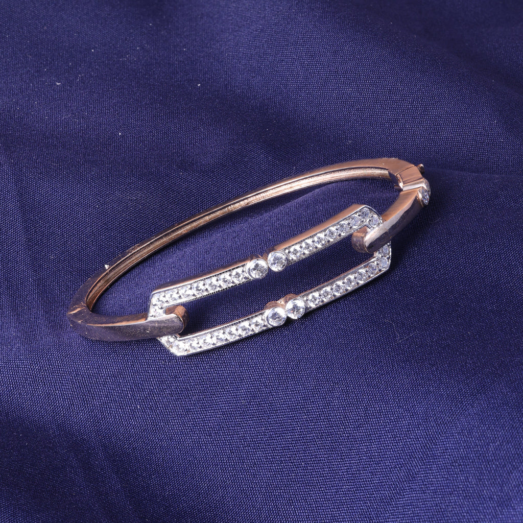 Rose Gold Double-Line Crystal Kada