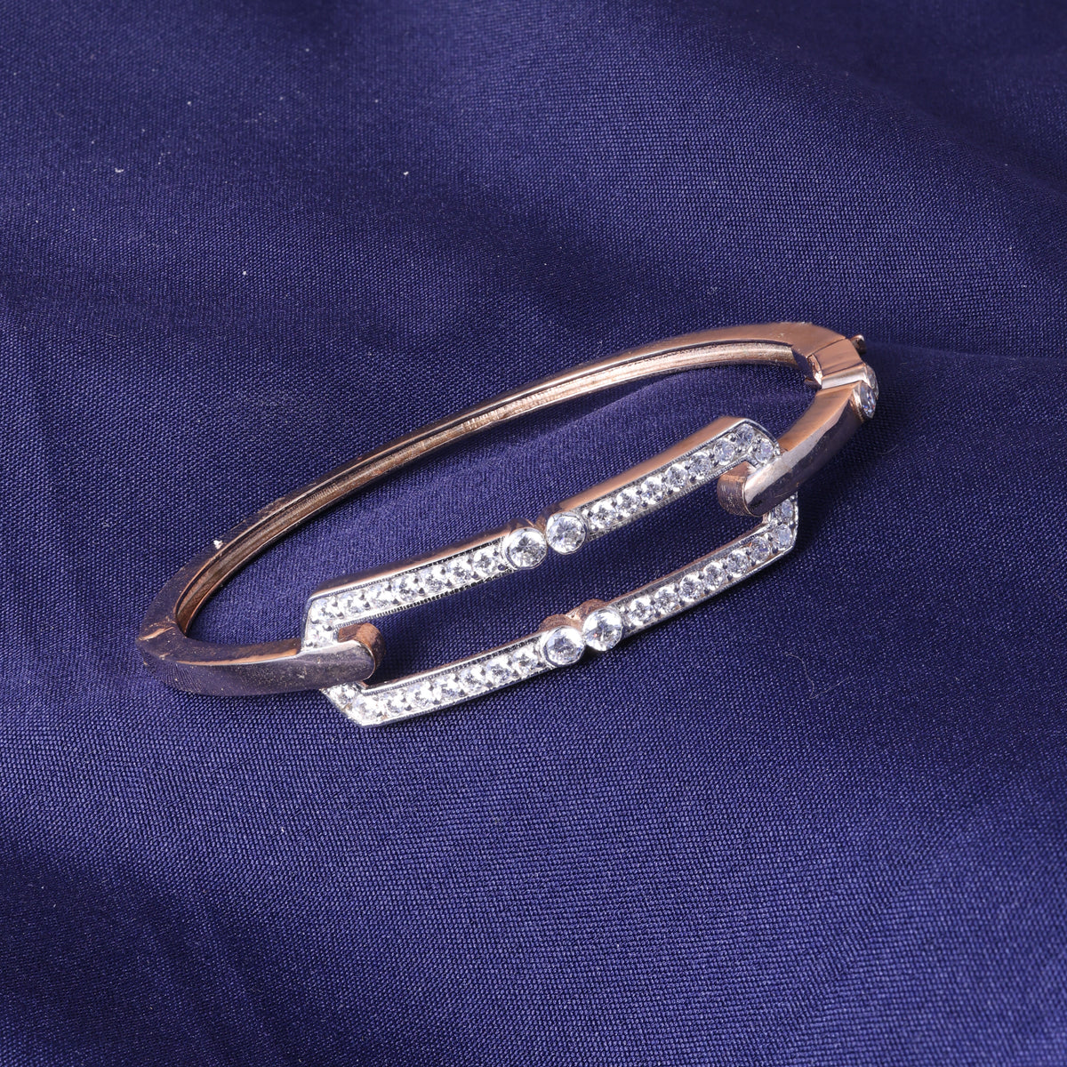Rose Gold Double-Line Crystal Kada