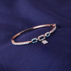 Rose Gold Turquoise Link Crystal Kada