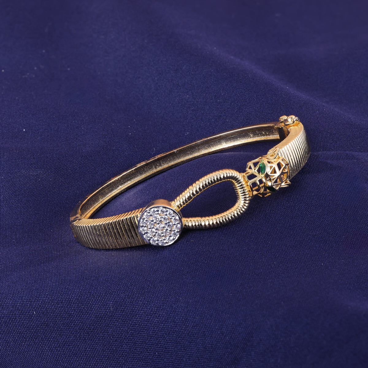 Gold Emerald Crystal Statement Kada
