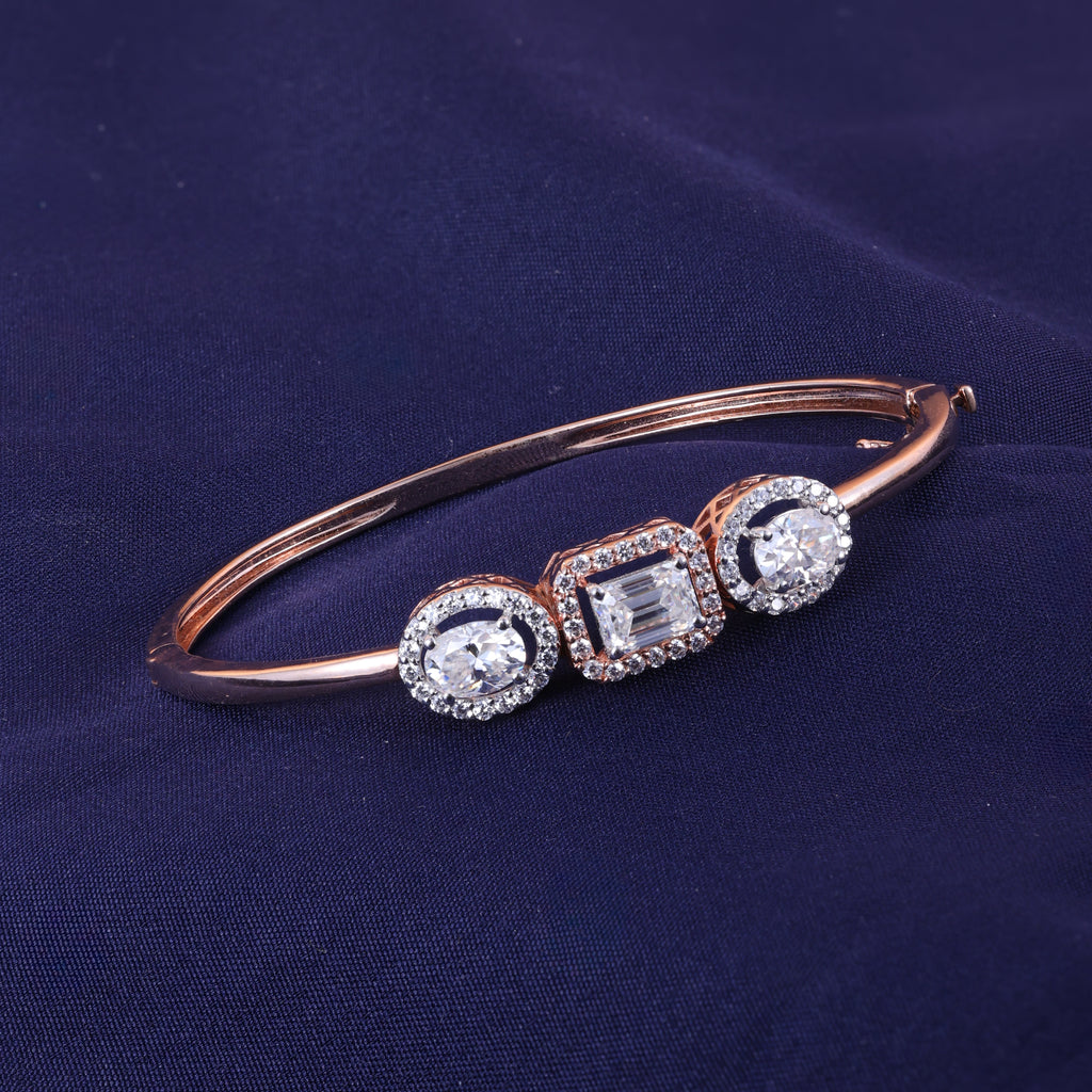 Rose Gold Triple-Stone Crystal Kada