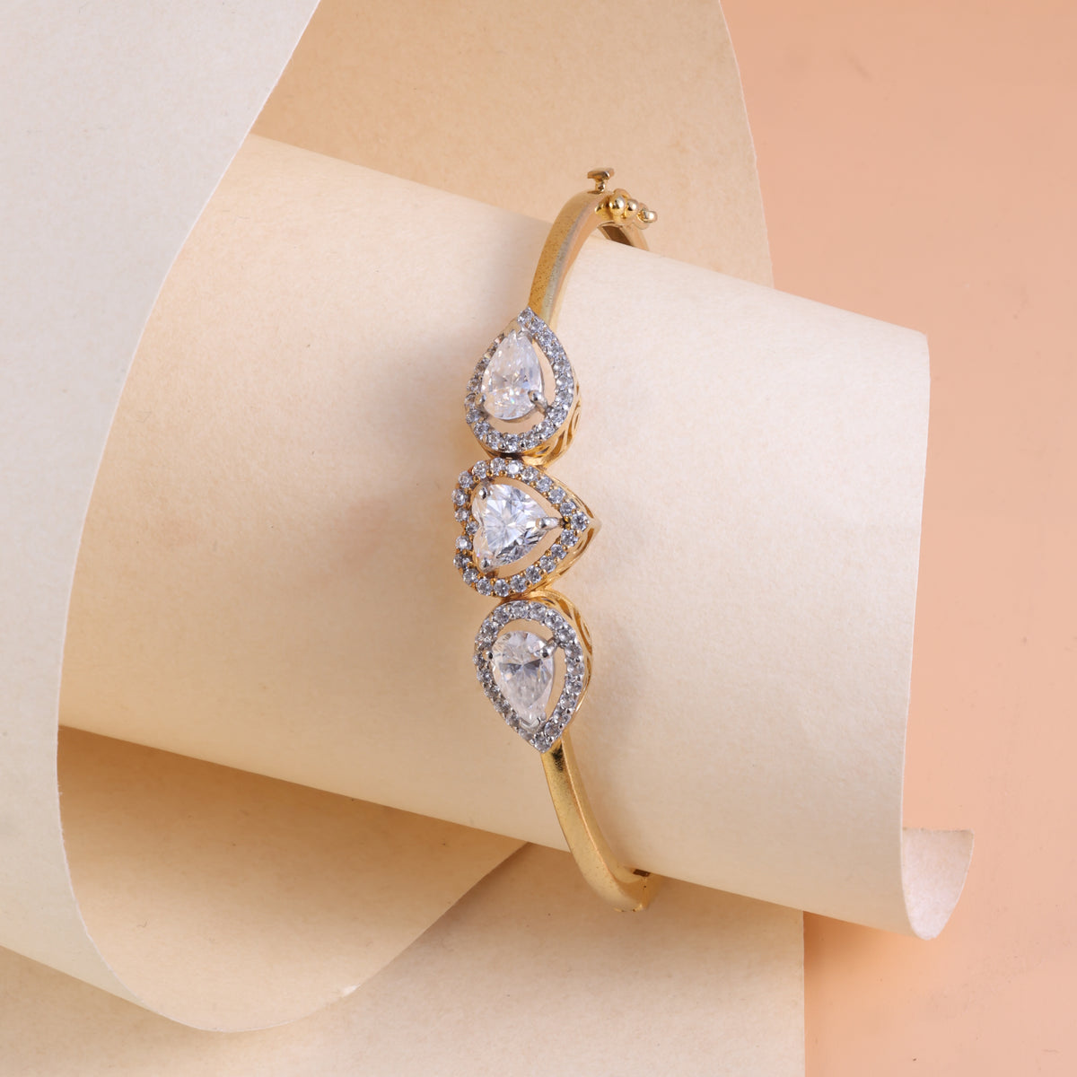Gold Triple Teardrop Crystal Kada