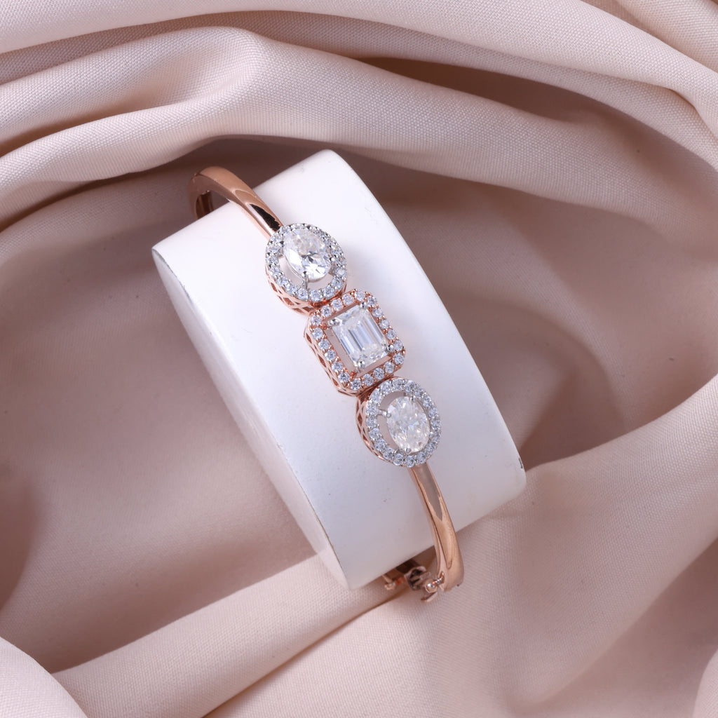 Rose Gold Triple-Stone Crystal Kada
