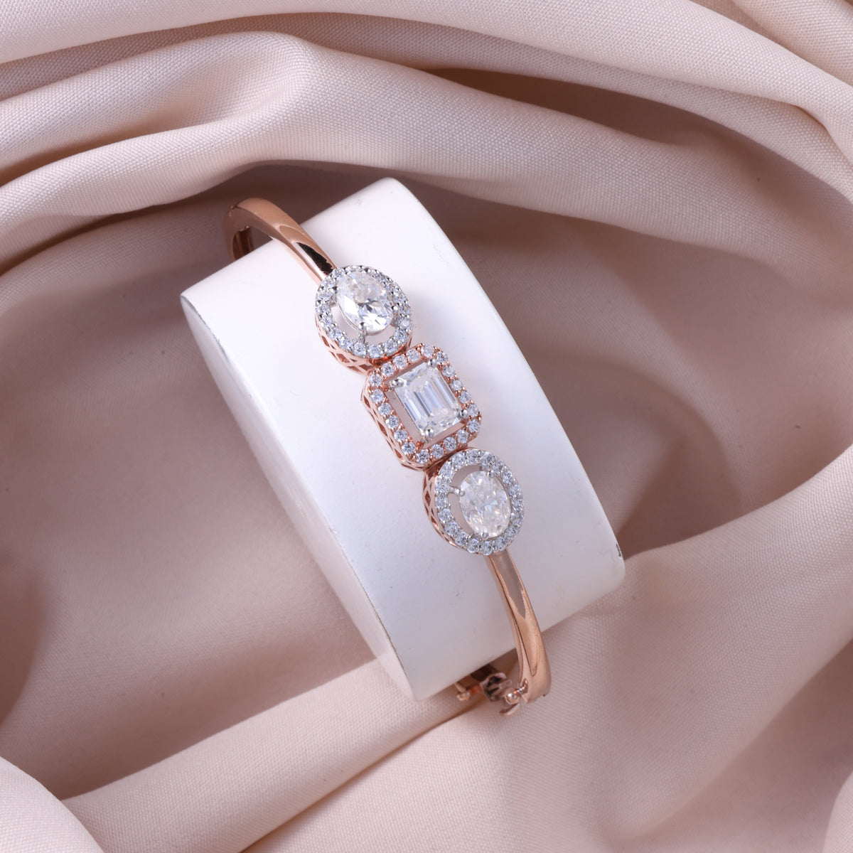 Rose Gold Triple-Stone Crystal Kada