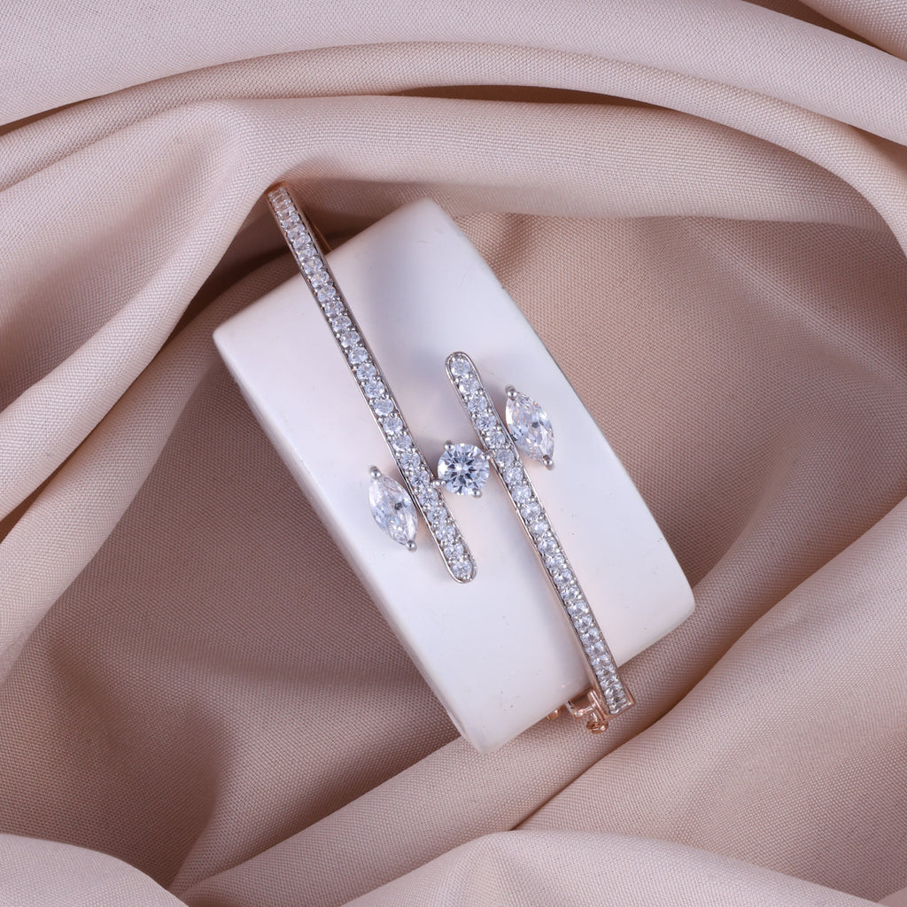 Rose Gold Crystal Wave Kada