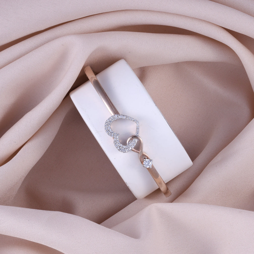 Rose Gold Infinity Heart Crystal Kada
