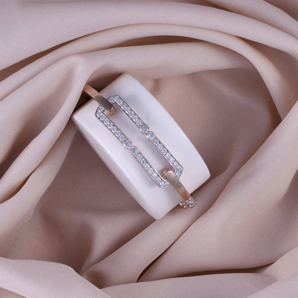 Rose Gold Double-Line Crystal Kada