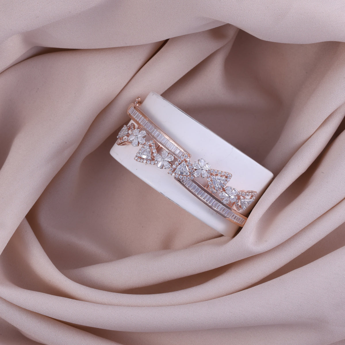 Rose Gold Floral Bow Crystal Kada