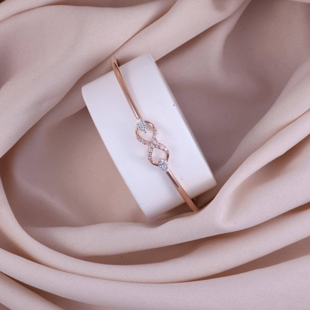 Rose Gold Infinity Knot Crystal Kada