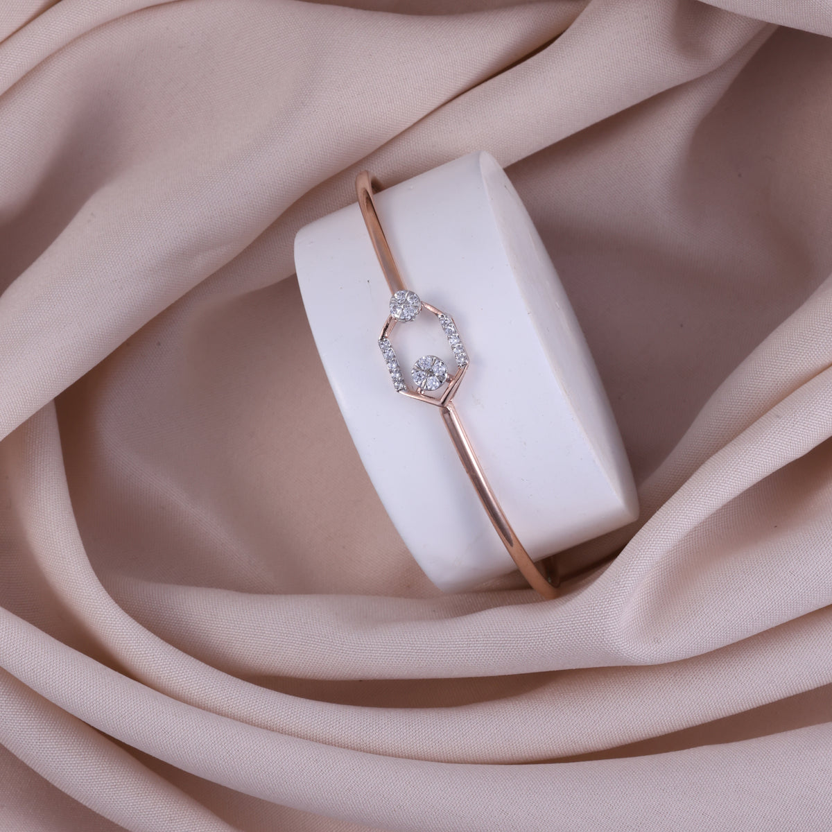 Rose Gold Hexagon Crystal Kada