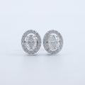 Oval Halo Crystal Stud Earrings