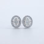 Oval Halo Crystal Stud Earrings